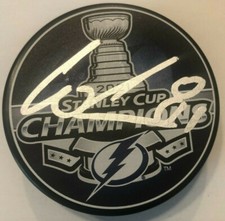 ERIK CERNAK SIGNED 2021 STANLEY CUP PUCK W/ CASE TAMPA BAY LIGHTNING COA