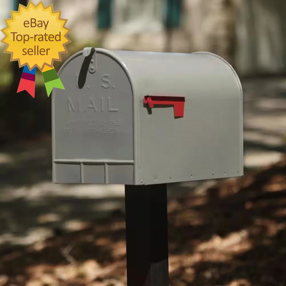 Gray, Extra Large, Steel, Post Mount Mailbox - Image 2 of 4
