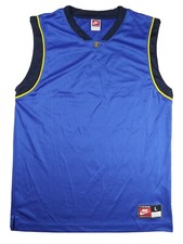 Vtg Nike Team Sports Basketball Jersey Short Sleeve Shirt Blue Yellow Sz Large