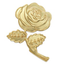 PinMart's Gold Rose Lapel Pin Metal Flower Suit Jacket Accessory