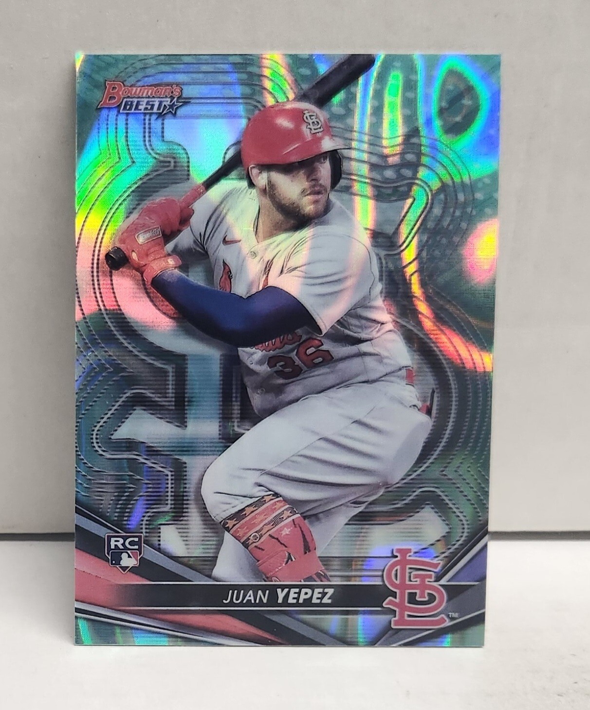 JUAN YEPEZ 2022 Bowman's Best AQUA LAVA REFRACTOR ~ ROOKIE #'d /199 ~ CARDINALS