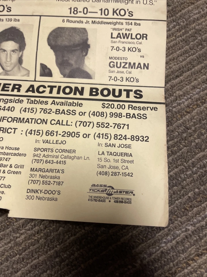 Vintage 1988 Pat Lawlor  Alberto Martinez Fight Boxing Flyer 21 X 10.5” Poster - Image 3 of 4