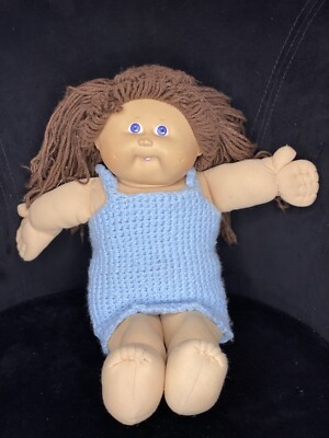 Cabbage Patch Doll Brown Hair Blue Eyes Dimples Single Tooth 1985 Xavier Roberts