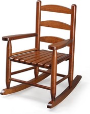 Outdoor Wooden Rocking Chair Kids W/ High Backrest Toddler Rocker Weather Patio