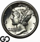1937-D Mercury Dime, Gem BU+, Full Split Bands