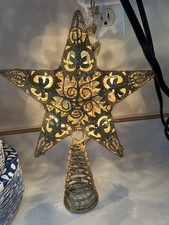 Large Gold Lacy Glittered Christmas Tree Star Topper 11.5 Tested Country Chic