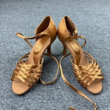 Capezio Latin Dance Heels 8.5M Bronze Satin Ballroom Shoes