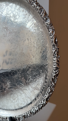 Vintage English Barker Ellis Silver Plated Round Tray | eBay
