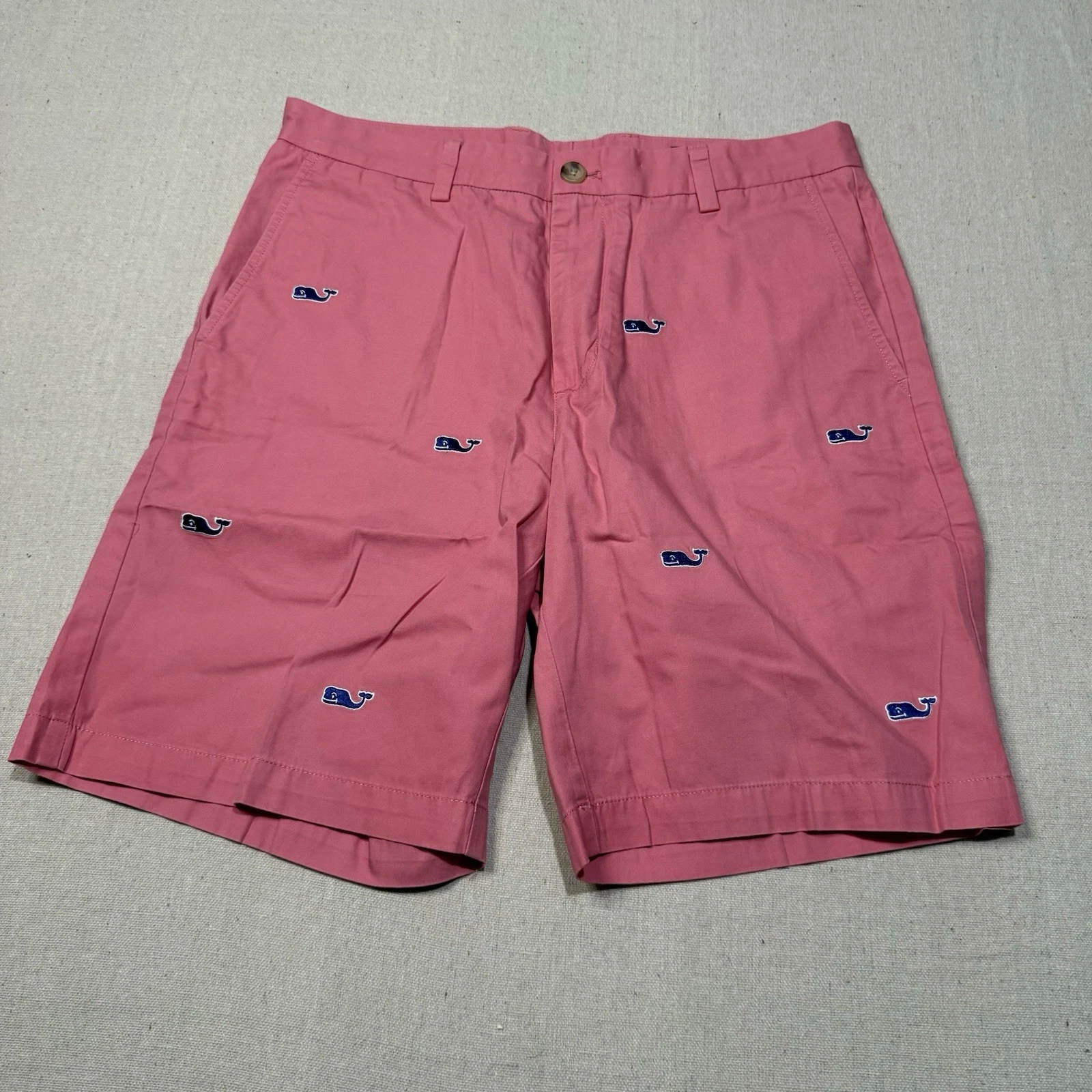 Vineyard Vines Breaker Shorts Mens 32 Pink Whale Chino Preppy Summer 9” Inseam