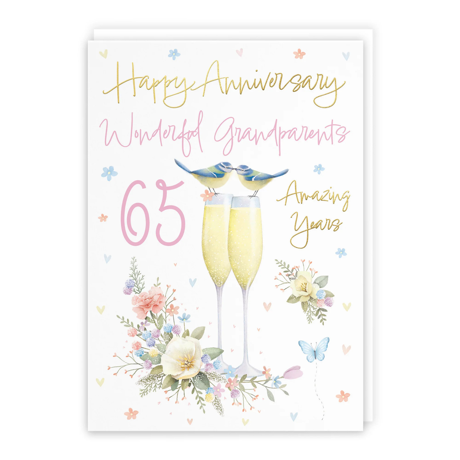 65th Grandparents Anniversary Card Champagne Flutes Milo's Gallery