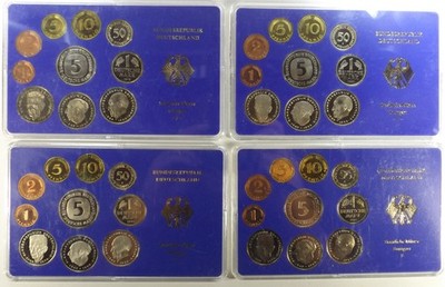 4 x DM Kursmünzensätze BRD 1979, 1980, 1981, 1982 Spiegelglanz, neu & OVP