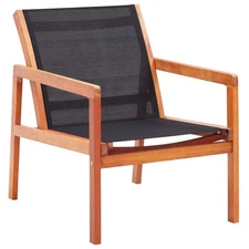  Garden Chair Black Solid eucalyptus wood and Textilene Garden Chair