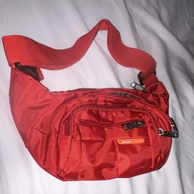 Red Nylon Sport Waist Pack 5L 4-Pocket Zip Adjustable Bag/Pack