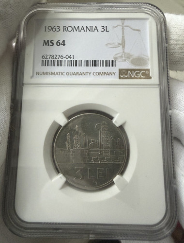 1963 Romania 3 Lei NGC MS64