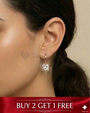 Women’s 18ct Gold Plated Heart CZ Drop Earrings – Dainty Crystal Huggies