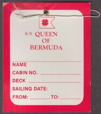 S S Queen of Bermuda baggage tag unused