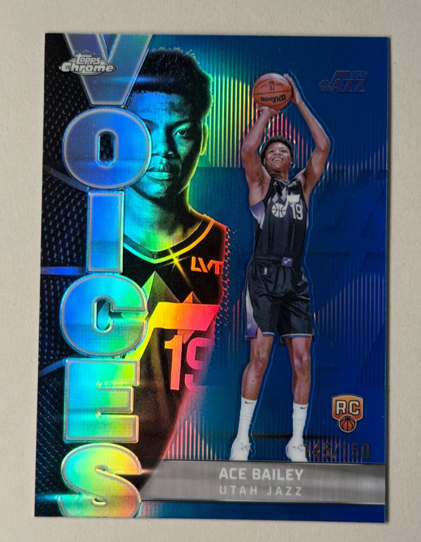 2025-26 Topps Chrome Ace Bailey Rookie Blue Voices /150