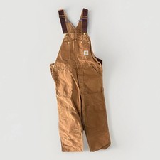 Vtg Carhartt R01 BWN Bib Overalls Men 36x30 Brown Double Knee Canvas USA