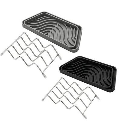 Schwarz Grau Silikon Abtropfschale 20,8 x 7,9 x 1,7 cm für Kühlschrank Wassers