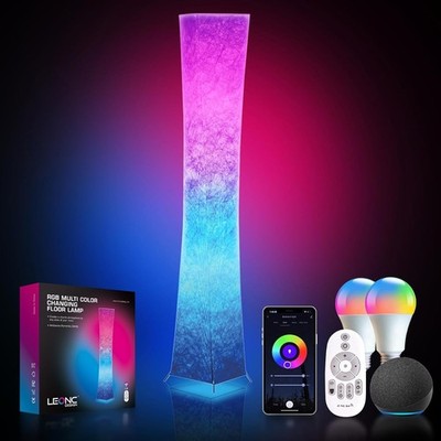 RGB Floor Lamp with Remote, 1800lm LED Tuya Smart 9W×2 Bulbs, 65'' Smart Modern F