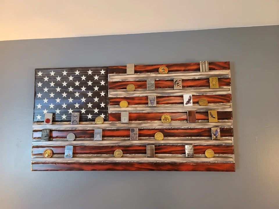 质朴的木制美国国旗挑战硬币/拉链架挑战硬币展示 — 第 4/4 张图片