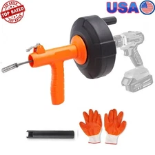 Handheld Drain Cleaner Autofeed 25ft Plumbing Snake Clog Remover Flexible Auger