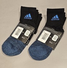 Adidas Low Cut Athletic Cushioned Socks 6 Pair Lot Blue/Black Sz Md 39-42 Eu