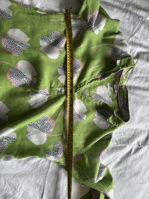 White Stuff Green Floral Tunic Top V Neck 3/4 Sleeve Linen UK 16