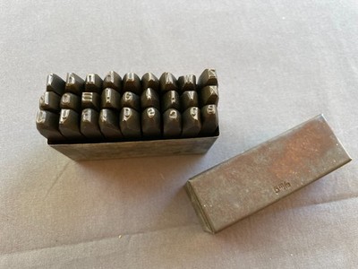 Vintage german  metal alphabet stamps lowercase metal box