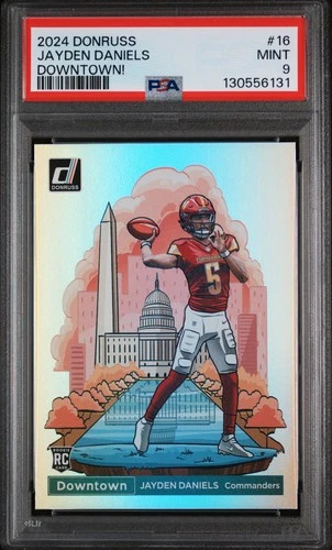 2024 PANINI DONRUSS DOWNTOWN! #16 JAYDEN DANIELS ROOKIE RC PSA 9