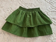 Girl's MINI BODEN Size 6-7 Pin Cord Green Tiered Skirt