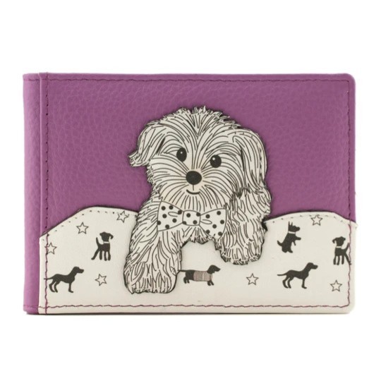 Mala Leather Coco Pup Card & ID Holder - Purple - BNWT