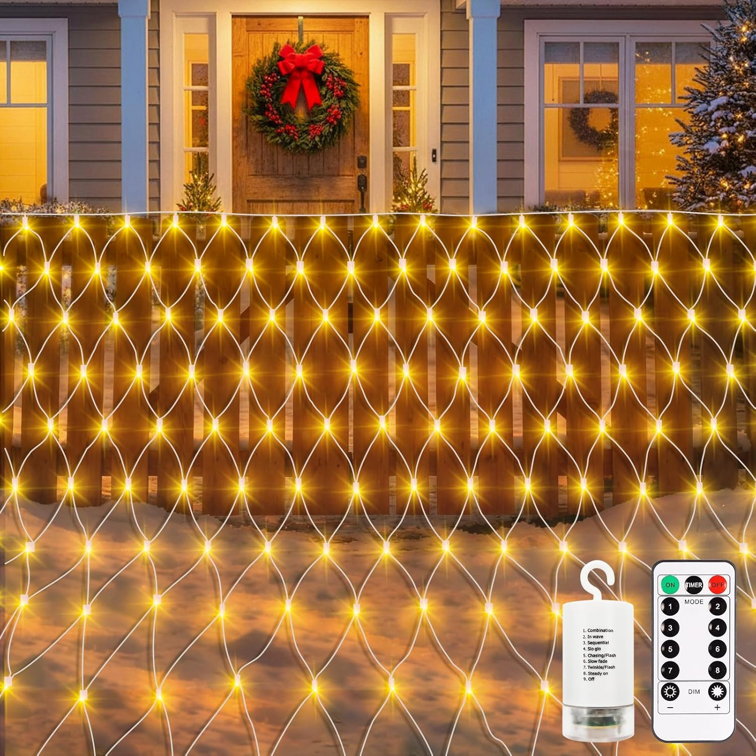 3M X 2M Battery Net Lights, 200 LED Mesh Lights with Remote 8 Modes Fairy String