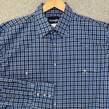 VTG Wrangler Men Blue Plaid Long Sleeve Snap Front Western Shirt Large
