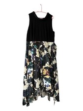 SLNY Sleeveless Dress Size 12 Beaded Neckline Asymmetrical Hem Abstract Floral
