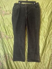 St. John  s Bay Corduroy Pants Boot Cut Stretch Petite Dark Green Women  s Size 6P