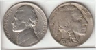 Rare Old 1938 Indian Head Buffalo & Jefferson Nickel US Coin Collection Lot #M82