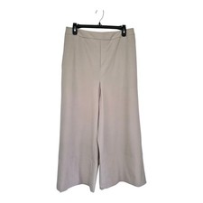Banana Republic Wide Leg High Rise Pants M Petite Cropped Beige Pull On Stretch