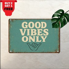 Good Vibes Only Beach Road Tin Sign Retro Coastal Summer Lounge Metal Plaque