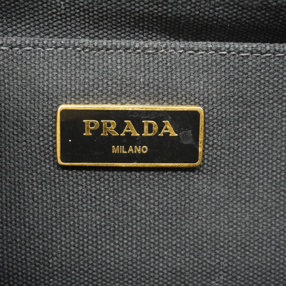 Prada Tote Bag Canapa Canvas Black Gold Hardware Used Ladies from japan thumbnail 5
