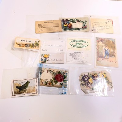 Vintage Victorian Ephemera Lot 11pc Floral Calling Card Trade Card Antique Paper