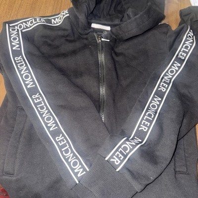 NWT MONCLER Black Logo Patch Stripe Sweatsuit Size 10Y