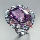 New Jewelry 39 ct Natural Amethyst Ring 925 Sterling Silver Size 8 /R454064