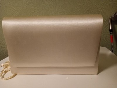 BECHAMEL Vintage Satin Cream Evening Clutch Shoulder Crossbody Bag Purse (51)