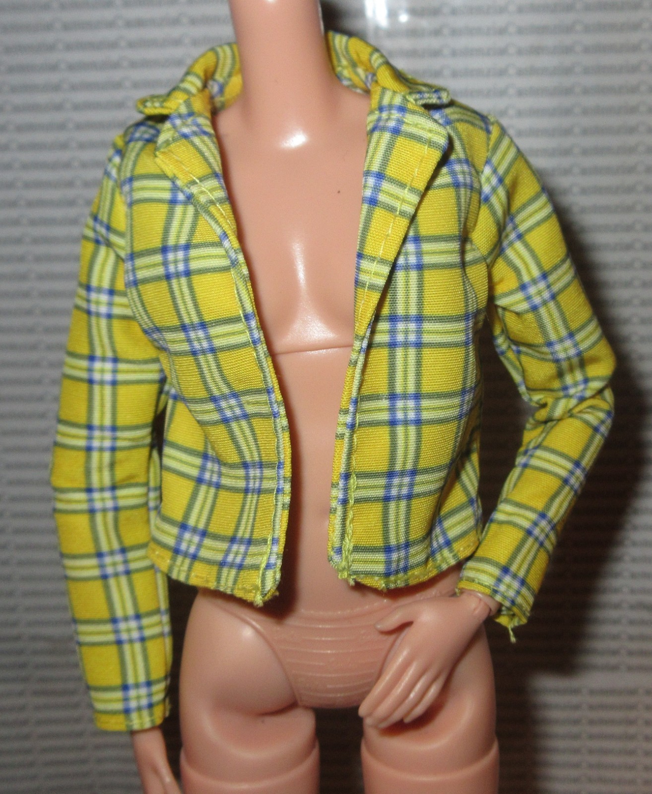 Blazer Barbie 2025 Clueless Cher Fashion Plaid Jacket Top Made To Move Doll-image