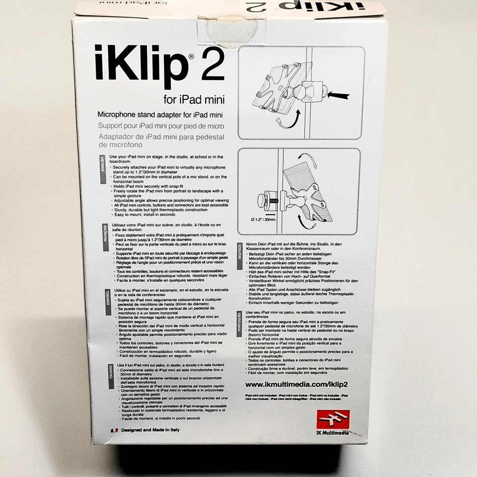 NEW IK Multimedia iKlip 2 Universal Mic Stand Adapter for Apple iPad mini - Image 2 of 4