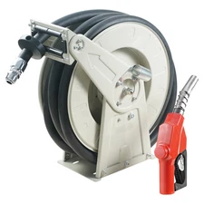 Fuel Hose Reel Retractable Diesel Hose Reel 3/4" x 50' Auto Fueling Nozzle