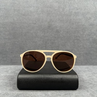 Wildfox Amelia Y2k Sunglasses Cream Black Aviator Retro Double Bridge Brown Lens