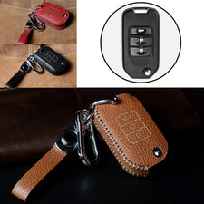 Genuine Leather Car Key Fob Case Cover For Honda Civic Accord Cr-v Vezel Odyssey