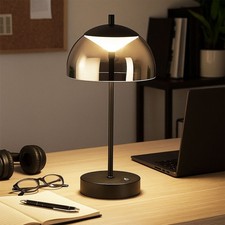 Nachttischleuchte Beistellleuchte Tischlampe Rauchglas CCT Touchdimmer LED Akku